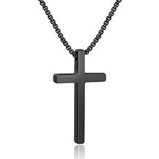 Ursteel Ursteel Cross Necklace for Men, Gold Plated Cross Chain Stainless Steel Mens Black Cross Necklace Inch, Military Cross Gold Filled Cross Necklace for Men Boyfriend Father Gifts