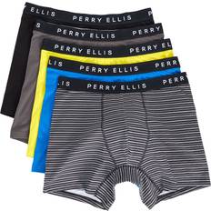 Perry Ellis Perry Ellis Men's Cotton Stretch Boxer Briefs, Tagless, No Roll Waistband, Pack, Magnet/Classic Blue/Sulphur Spring/Black Stripe/Black Beauty