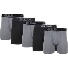 Flannel Underwear Gildan Men's Underwear Cotton Stretch Boxer Briefs, Multipack, Grey Flannel/Black Soot 5-Pack