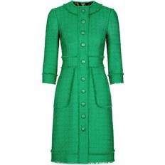 Dolce & Gabbana Green Dresses Dolce & Gabbana button-front crew-neck dress women Elastane/Nylon/Polyester/Wool Green