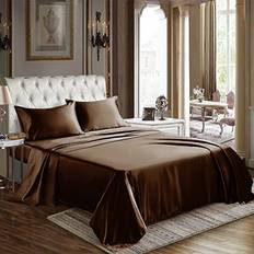 CozyLux CozyLux Satin Bed Sheet Brown