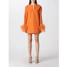 Valentino Klänningar Valentino Feather-trimmed faille minidress orange