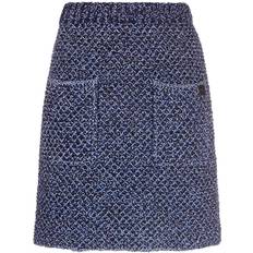 Ferragamo Women Skirts Ferragamo high-waisted tweed miniskirt women Cotton/Polyamide/Polyester/Virgin Wool/Leather Blue