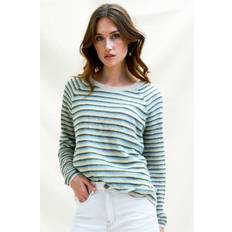 Mos Mosh Clothing Mos Mosh Helsa Stripe Knit Sweater Green/ Blue