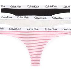 Underwear Calvin Klein Calvin Klein Women's Carousel Logo Cotton Thong Multipack Panty, Feeder Stripe_Pale Orchid/Snow Heather/Black