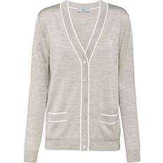 Silk Cardigans Prada embroidered-logo cardigan women Silk Grey