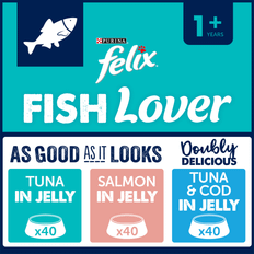 Pets Felix Pre-Mixed Bundle Adult Wet Cat Food Fish Lover 120x100g 0.4kg