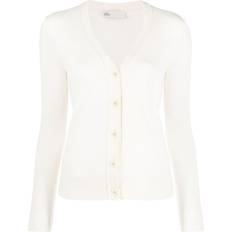 Tory Burch Cardigans Tory Burch logo-buttons knit cardigan women Silk/Wool White