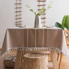 Jiale JIALE Linen Tablecloth Brown