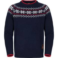 Gridarmor Men's Snøkrystall Round Neck Ullgenser, XXL, Navy/White/Red