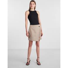 Beige - Miniröcke Y.A.S Summer Short Wool Mix Skirt Toasted Coconut