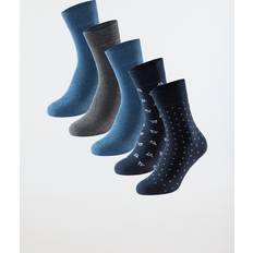 Schiesser Sokker Schiesser Strømper 5P Men Blue Bird Socks Blå Mønster 43/46 Herre