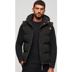 Superdry Quiltet Vest Med Hætte Everest - Sort