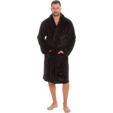 3XL Peignoirs Roche Mens Flannel Fleece Robe - Noir/Bleu