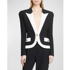 Balmain Dame Blazere Balmain To-Tone Crepejakke - Sort