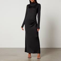 Good American Shine Rib-Knit Midi Dress Black