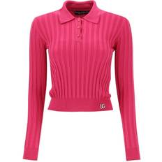 Seta Polos Dolce & Gabbana Cropped Polo Shirt Ribbed Silk