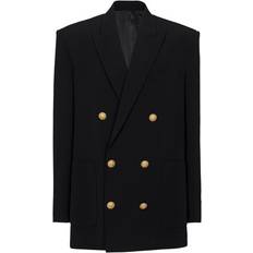 Balmain Blazers Balmain Crepe Double-Breasted Loose-Fit Blazer - Black