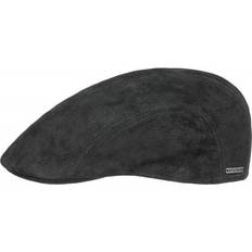 Skinn Kepsar Stetson Madison Leather Flat Cap - Svart