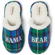 Blue Slippers Dearfoams Women's Mama Bear Slipper, Green Plaid, 11-12