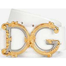 Bianco - Donna Cinture Dolce & Gabbana Calfskin Belt with Logo