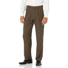 Haggar Mens Premium Comfort Classic Fit Pleated Front Dress Pant, 34, Brown Brown