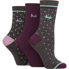Ladies Pair Patterned Cotton and Recycled Polyester Socks Polka Dot Charcoal 4-8 Ladies Grey