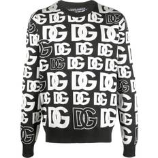 Polyurethane Sweaters Dolce & Gabbana intarsia-logo crew-neck jumper men Silk/Polyamide/Polyurethane Black