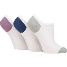 Ladies Pair Plain and Patterned Cotton Trainer Socks White Purple Blue Grey Heel & Toe 4-8 Ladies