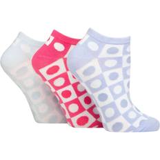 Checkered - Women Socks SockShop Ladies Pair Wildfeet Cotton Patterned Trainer Spotty Check Lilac Pink Blue 4-8 Assorted