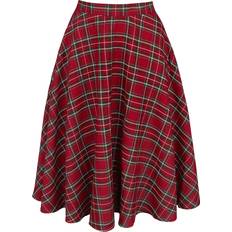 Korta kjolar - Röda Hell Bunny Rockabilly Halvlång kjol Irvine Skirt för Dam röd