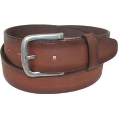 CTM Men's Burnished Leather Bridle Belt with Removable Buckle Brown