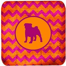 Orange Coasters CoolCookware Pug Chevron Pink Coaster