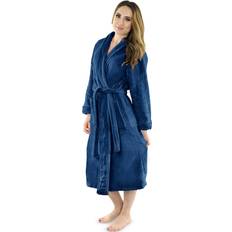 NY Threads Damen-Bademantel, Fleece, Schalkragen, lang, flauschig, Marineblau