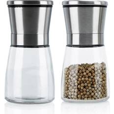 Intirilife Set of 2 Spice Pepper Mill, Salt Mill 1cm