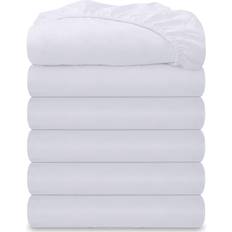 Royale Linens 6 Pack Queen Fitted Set Bed Sheet White
