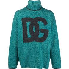 Dolce & Gabbana Green Jumpers Dolce & Gabbana intarsia-knit logo jumper men Wool/Polyamide Green