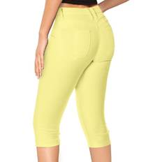 Yellow Jeans Hybrid & Company Hybrid Women's Butt Lift Super Comfy Stretch Denim Capri Jeans Yellow