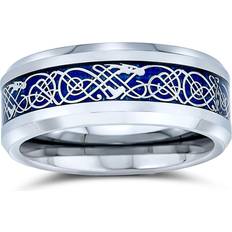 Bling Jewelry Celtic Dragon Blue Inlay Tungsten Wedding 8mm,Blue,11