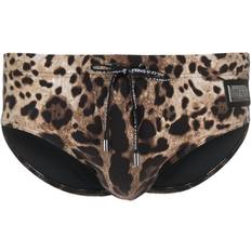 Dolce & Gabbana Brown Swimwear Dolce & Gabbana leopard-print swim briefs men Elastane/Polyamide/Polyamide/Elastane Brown