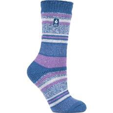 Denim Underwear Heat Holders Women's Yasmine Multi Stripe Crew Socks Denim/Cream Denim/Cream