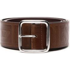 Diesel Men Belts Diesel Cintura in pelle con logo impresso all-over Cinture Uomo Marrone