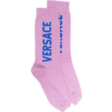 Versace Socks Versace intarsia-logo knit socks unisex Cotton/Polyamide/Spandex/Elastane Purple