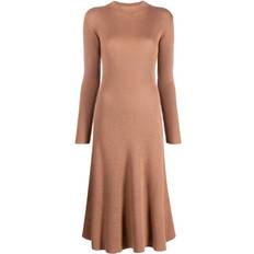 Moncler L Dresses Moncler logo-appliqué wool-blend dress women Acrylic/Virgin Wool Brown