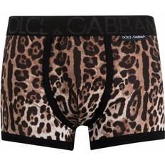 Dolce & Gabbana Brown Underwear Dolce & Gabbana leopard-print boxer trunks men Cotton/Polyester/Spandex/Elastane Neutrals