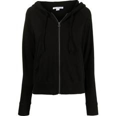 James Perse zipped drawstring hoodie women Cotton Black