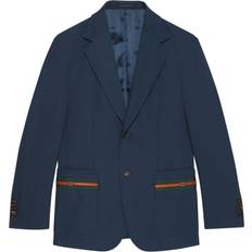 Gucci Men Blazers Gucci Web Stripe single-breasted cotton blazer men Viscose/Cotton/Viscose/Acrylic/Polyester/Alpaca Wool/Brass Blue