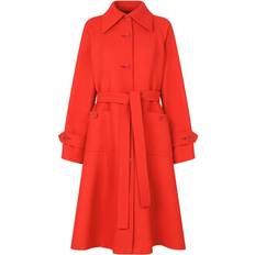 Dolce & Gabbana Red Coats Dolce & Gabbana belted A-line trench coat women Wool Red