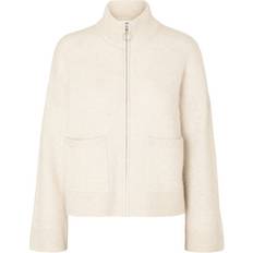 Dame - XS Overdeler Selected Femme Zip-Up Cardigan - Birch