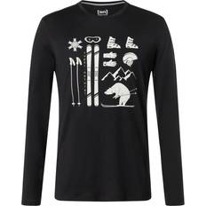 Natur - Skidor Kläder super.natural Men's Skiing Bear Long Sleeve, XL, Jet Black/Feather Grey/Gold Flake